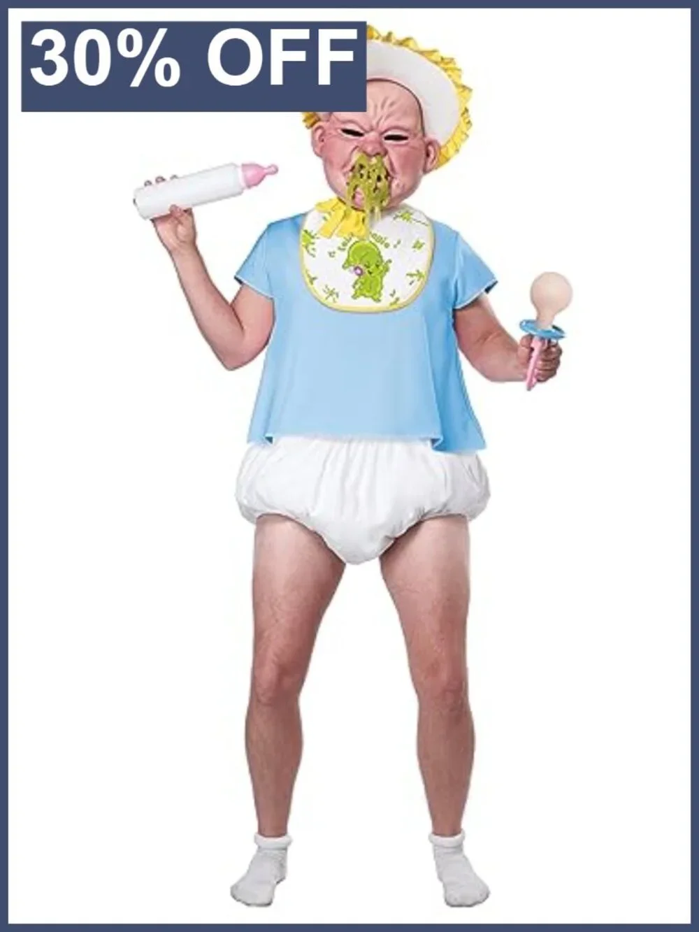 Adult Booger Baby Halloween Costume X-Large Reversible Top Mask Props